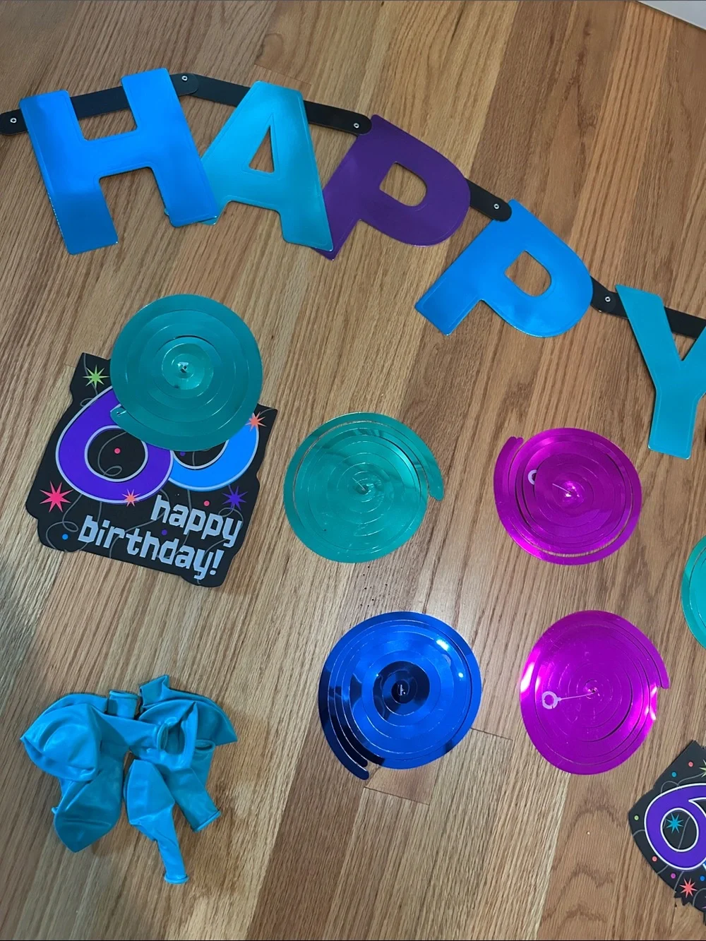 60th Birthday Party Decorations Hanging Swirl Banner Foil Balloons 60 years